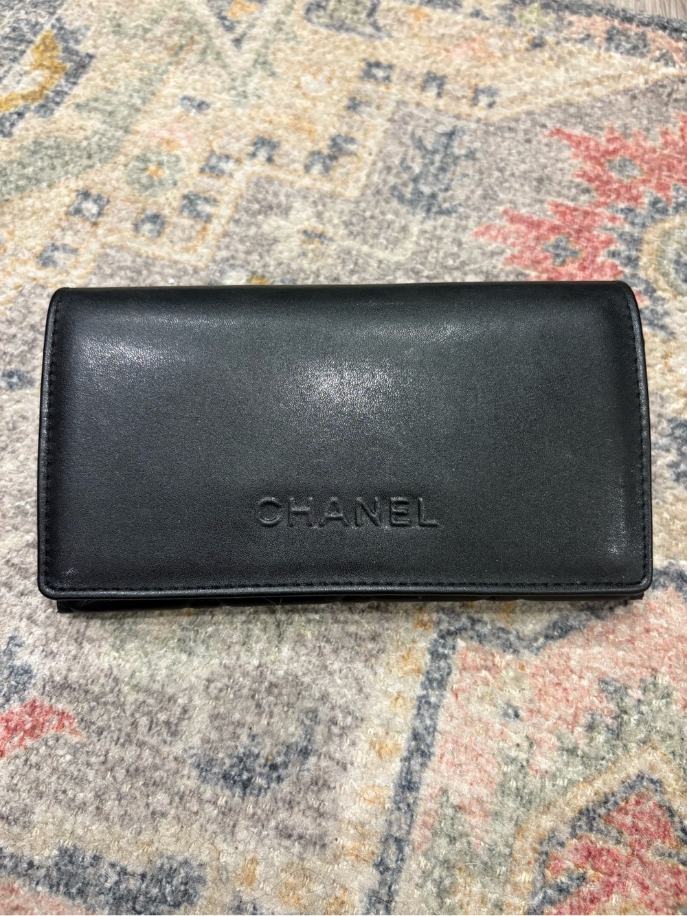 CHANEL Black Leather Quilted Sunglasses Case